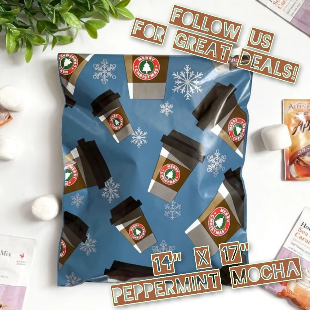 100 Peppermint Mocha Poly Mailers 14x17